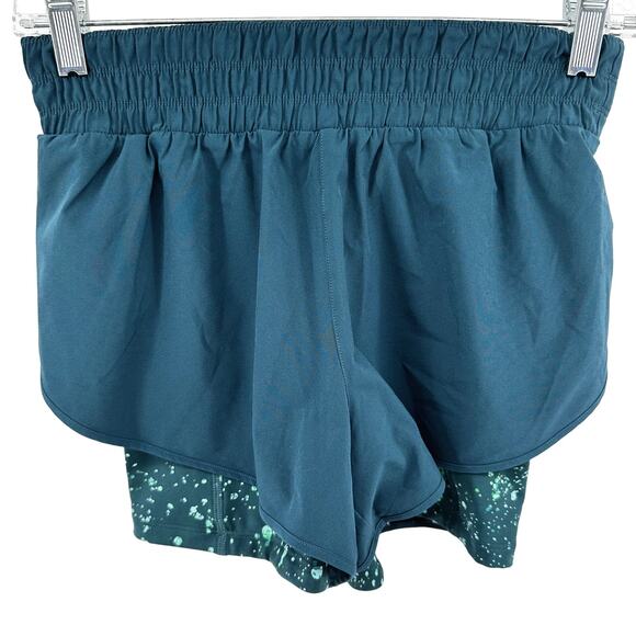 Athleta Hiit It 2 in 1 Shorts Printed Athletic Running Fitness Cool Splatter XS - Picture 2 of 6